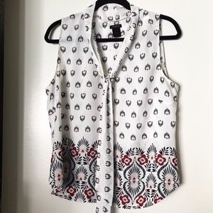 Ann Taylor White/cream sleeveless tieneck blouse